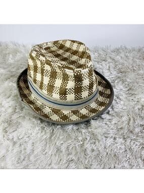Quiksilver Plaid Woven Panama Hat Tan Taupe S/M